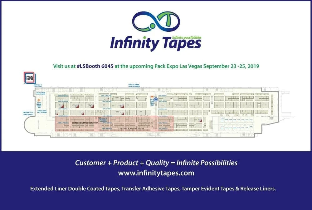 Don’t forget to join Infinity Tapes September 23-25 at the upcoming Pack Expo Las Vegas. Read on for booth location info and FREE conference registration for our clients and friends!