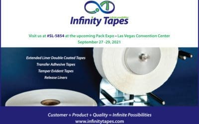 Be sure to stop by the Infinity Tapes Booth #SL-5854 at the upcoming Pack Expo in Las Vegas September 27 through 29 – See you there!